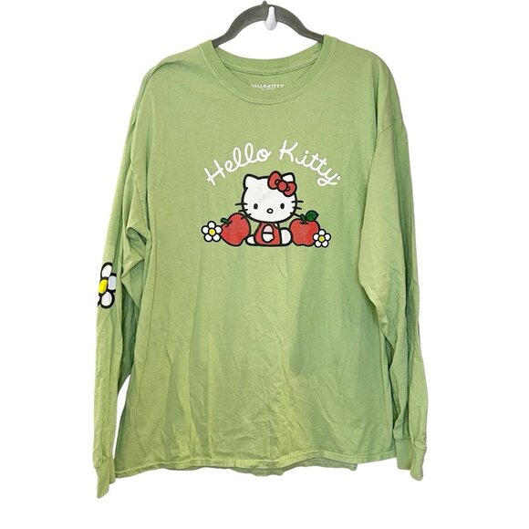 Hello Kitty And Friends Women’s Green Daisy Apple Long Sleeve Shirt Size OS - Picture 1 of 5